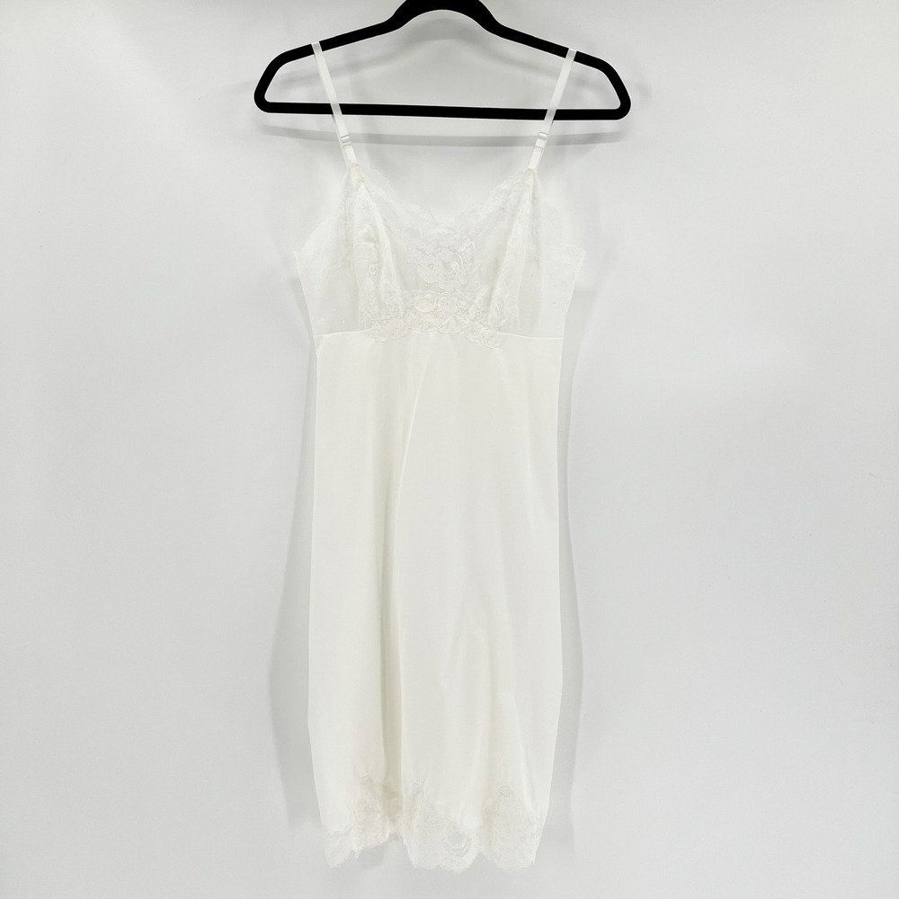 Van Raalte Vintage 1950 White Lace Trim Slip Dress All Nylon Women's